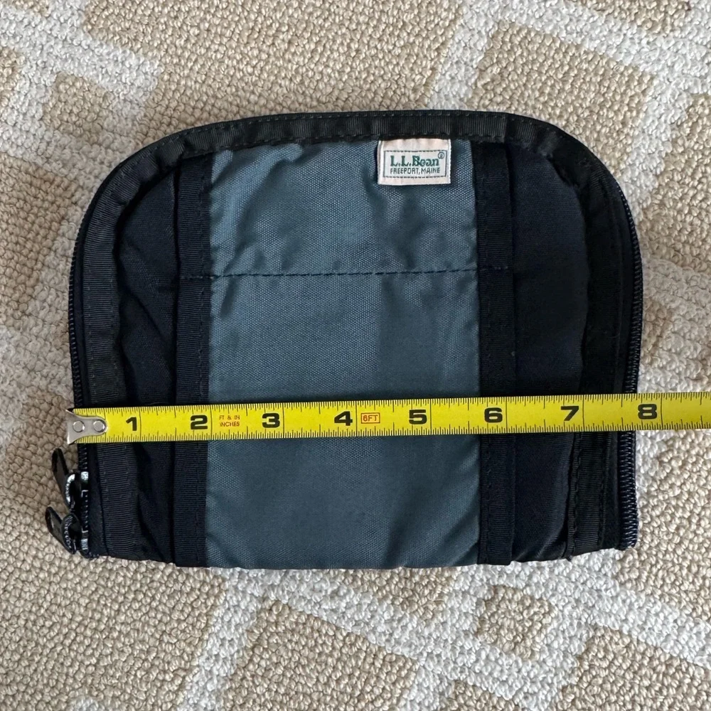 LL Bean Travel Electronics Organizer Tech Pouch Zip Gear Case Black Gray O/S